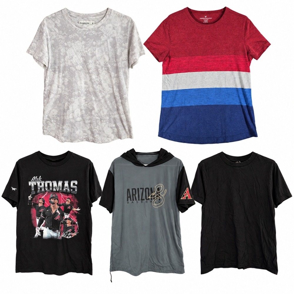 Mixed Brands Lot of 5 Men's M T-Shirts Abercrombie & Fitch Cotton Short Sleeve